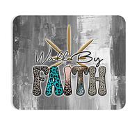 Mousepad, Walk By Faith Christianty Inspirational Tappeto Mouse Antisfilacciamento Tampone per Mouse Lavabile Tappetino Mouse Pad per Pc Notebook 25X30Cm
