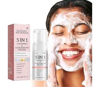 Mousse Detergente Viso 5 In 1: Deterge In Profondità, Attenua Le Cicatrici Da Acne, Rimuove I Punti Neri E Controlla Il Sebo, Favorisce L'esfoliazione Naturale.(2PCS)