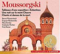 Moussorgski : Tableaux, Enfantines, Une nuit, Chants et danses. Moiseiwitsch, Nesterenko, Dorliac, Richter, Reiner.