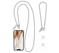 MOUTAKEY Set di catene per telefono cellulare, 1 cinturino da polso per telefono, 1 catena per iPhone a mani libere, cordino staccabile per telefono con linguetta per legare il telefono, per donne e