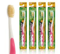 MOUTHWATCHERS Dr Plotkas Extra Soft Kids Toothbrushes Manual Flossing Toothbrushes | Ultra Clean Nano Toothbrushes | 4 Pack - Pink Childrens Toothbrushes