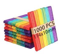 MOUYAT 1000 bastoncini colorati per lecca-lecca, 11,4 cm, in legno naturale, per artigianato, modellismo, decorazione, 6 colori