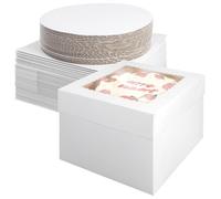 MOUYAT 40 scatole per torte da 25,4 cm con tavole per torte (20 ciascuna), scatole per torte da 25,4 cm con finestra, scatole quadrate bianche, grandi scatole da forno per matrimoni, compleanni, feste