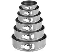 MOUYAT Set di 6 teglie rotonde per cheesecake con fondo rimovibile, in metallo antiaderente, per torte e cheesecake, 18/20/22/24/26/28 cm