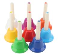 MOUYAT Set di 8 campane colorate in metallo con manici in plastica per apprendimento, celebrazioni e divertimento in famiglia, ideali per musicisti, artisti e appassionati di suono