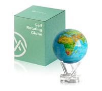 MOVA Globes Blu Oceano con Mappa in Rilievo Classico (4,5") | Mappamondo Auto-Rotante a Energia Luminosa |Silenzioso, Senza Batterie né Fili |Decorazione da Scrivania o Idea Regalo Globo Spazio