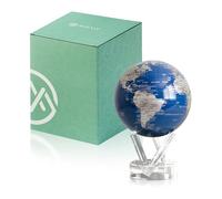MOVA Globes Blu Reale e Argento Classico (4,5") | Mappamondo Auto-Rotante a Energia Luminosa |Silenzioso, Senza Batterie né Fili |Decorazione da Scrivania o Idea Regalo Globo Spazio