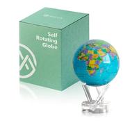 MOVA Globes Mappa Politica Blu Oceano Classico (4,5") | Mappamondo Auto-Rotante a Energia Luminosa |Silenzioso, Senza Batterie né Fili |Decorazione da Scrivania o Idea Regalo Globo Spazio