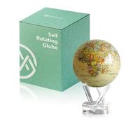 Globo MOVA Mappa Politische Karte Gelb del Mondo 4.5" con Base, Globo Rotante Alimentato a Energia Solare, Regalo Unico e Decorazione per Casa o Scrivania per Uomini, Donne, Bambini.