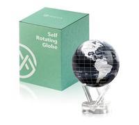 Globo MOVA Mappa Schwarz und Silber del Mondo 4.5" con Base, Globo Rotante Alimentato a Energia Solare, Regalo Unico e Decorazione per Casa o Scrivania per Uomini, Donne, Bambini.