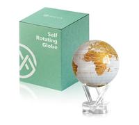 MOVA Globo Autorotante, Bianco Perla e Oro Classico (4.5") | globo rotante solare, senza batterie o cavi, regalo per amanti della geografia, display cinetico premium, arredo da ufficio