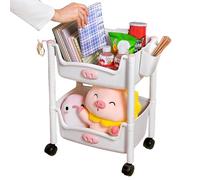 Movable Storage Organizer, Utility Storages Cart, Tier Trolley Rack, Rolling Shelves Wheels, Sturdy Frame for Efficient Home Organization, Kitchen, Bathroom, Bedroom, Laundry, 14.37x10.24x19.09 Inches