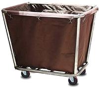 Movable Trolleys Laundry Basket Rolling Hotel Service Trolley for Laundry Room Laundry Hamper Sorter Utility Cart with Wheels Stainless Stee,Blue(Brown)