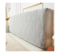 MOVDARL 1 copertura per testiera del letto, in tessuto jacquard, tinta unita, elastica, con stampa a foglie, copertura per lo schienale, per camera da letto (2,180 x 50-60 cm L)