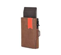 MOVDARL Custodia per carte di credito con protezione RFID, portafoglio in vera pelle con scomparto per banconote e monete, per uomini e donne, Marrone, Taglia unica
