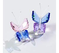 Movdyka Set di 2 farfalle in vetro ornamenti per soggiorno fatto a mano cristallo animali figurine centrotavola per la casa farfalla regali di compleanno per le donne