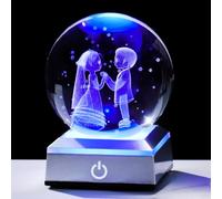 Movdyka Sfera di cristallo 3D per coppia di sposi e stelle, 8 cm, con luci a LED, regalo per sposi e sposi ornamentali in vetro per sposi e sposi con incisione, regalo di anniversario di matrimonio