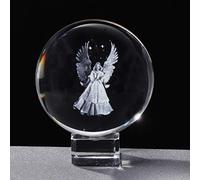 Movdyka Statuetta di angelo custode in cristallo 3D, 6 cm, con base in cristallo, decorazione per la casa, regalo commemorativo per persone speciali