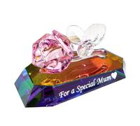 Movdyka Statuette multicolore con rosa di cristallo,regalo con una mamma speciale per la festa della mamma,regali di compleanno da parte della figlia per la mamma,ornamenti decorativi in vetro