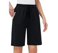 MOVE BEYOND Bermuda da Donna con 3 Tasche con Coulisse Pantaloncini Sportivi da Donna da Allenamento Salotto Yoga, Nero, XS