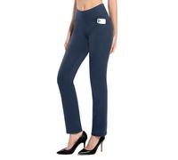 MOVE BEYOND Burrosa Morbida Donna Gamba Dritta Pantaloni da Yoga con 4 Tasche Pancia di Controllo Allenamento Pantaloni da Lavoro, Blu, XXL