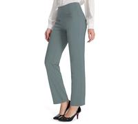 MOVE BEYOND Burrosa Morbida Donna Gamba Dritta Pantaloni da Yoga con 4 Tasche Pancia di Controllo Allenamento Pantaloni da Lavoro, Grigio Chiaro, XXL