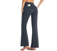 MOVE BEYOND Donna Pantaloni Bootleg da Yoga con 4 Tasche a Vita Alta Controllo di Pancia, Grigio, XL