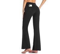 MOVE BEYOND Donna Pantaloni Bootleg da Yoga con 4 Tasche a Vita Alta Controllo di Pancia, Nero, S