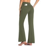 MOVE BEYOND Donna Pantaloni Bootleg da Yoga con 4 Tasche a Vita Alta Controllo di Pancia, Verde, XXL