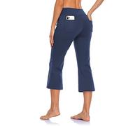 MOVE BEYOND Donna Pinocchietti Bootleg da Yoga con 4 Tasche a Vita Alta Controllo di Pancia, Blu, S