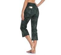 MOVE BEYOND Donna Pinocchietti Bootleg da Yoga con 4 Tasche a Vita Alta Controllo di Pancia, Camouflage, XL