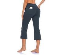 MOVE BEYOND Donna Pinocchietti Bootleg da Yoga con 4 Tasche a Vita Alta Controllo di Pancia, Grigio, L