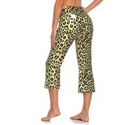 MOVE BEYOND Donna Pinocchietti Bootleg da Yoga con 4 Tasche a Vita Alta Controllo di Pancia, Leopard, XL