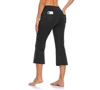 MOVE BEYOND Donna Pinocchietti Bootleg da Yoga con 4 Tasche a Vita Alta Controllo di Pancia, Nero, L