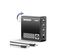 MOVE SPEED Caricatore USB C da 140 W, protocollo PD 3.1, tipo C, GaN, caricatore rapido a 4 porte, per MacBook, iPhone, iPad, Galaxy - con cavo di ricarica rapida da 240 W