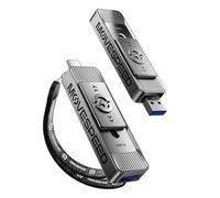 MOVE SPEED Unità a stato solido da 2 TB con doppie porte e design push-pull, velocità di lettura 550 MB/s, tipo C + unità USB 3.2 SSD portatile per iPhone 15/16/Android/Mac, trasferimento file