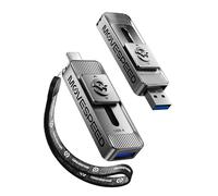 MOVE SPEED Unità a stato solido da 256 GB con doppie porte e design push-pull, velocità di lettura 560 MB/s, unità SSD portatile tipo C + USB 3.2 per iPhone 15/16/Android/Mac