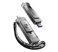 MOVE SPEED Unità a stato solido da 512 GB con doppie porte e design push-pull, velocità di lettura 550 MB/s, unità SSD portatile tipo C + USB 3.2 per iPhone 15/16/Android/Mac