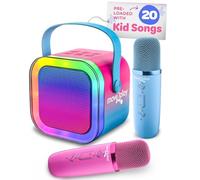 Move2Play, Mini macchina per karaoke per bambini, include oltre 20 canzoni per bambini, 2 microfoni, connessione con Bluetooth, regalo di compleanno per bambini dai 2, 3, 4, 5 anni in su, per ragazze