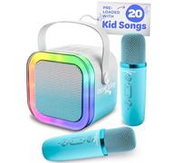 Move2Play, Mini macchina per karaoke per bambini, include oltre 20 canzoni per bambini, 2 microfoni, connessione con Bluetooth, regalo di compleanno per bambini dai 2, 3, 4, 5 anni in su, per ragazze
