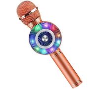 Movehii Mircophone Karaoke wireless 4 in 1, micro karaoke portatile, Bluetooth, per bambini e adulti, per cantare, feste, registrazioni, compatibile con smartphone Android e iOS (arancione)