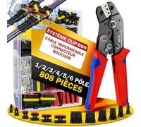 moveland Spina per auto, 808 pezzi, con pinza crimpatrice, 1/2/3/4/5/6 poli, 300 V, 12 A