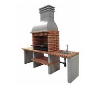 MOVELAR - Barbecue prefabbricato a legna e carbone modello Altea Plus (grigio, arancione - 268 x 70 x 255 cm) Rif: M00043 - Cucina da esterno con lavabo per giardino e terrazza