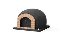 MOVELAR - Forno a legna, da costruzione esterna, modello STROMBOLI (nero, 430 x 100 x 100 cm), isolato con sughero e 3 copertine in ceramica