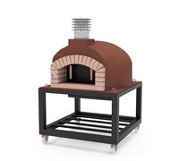 MOVELAR - Forno a legna da costruzione per esterni, modello OLYMPUS MONS (Bordeaux 610 x 110 x 110 cm) isolato con sughero e 3 copertine in ceramica