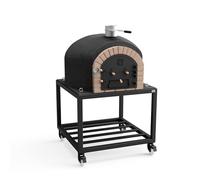 MOVELAR - Forno a legna da costruzione per esterni modello VESUVIUS (nero, 741 x 120 x 120 cm) isolato con sughero e 3 coperture in ceramica