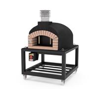 MOVELAR - Forno a legna da esterno, modello OLYMPUS MONS (nero, 130 x 130 cm) isolato con sughero e 3 copertine in ceramica