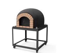 MOVELAR - Forno a legna da esterno, modello STROMBOLI (nero, 100 x 100 x 157 cm) isolato con sughero e 3 copertine in ceramica