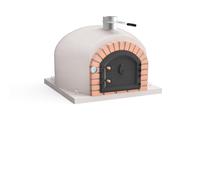 MOVELAR - Forno a legna esterno GRAN CANÁRIA (bianco 80 x 80 x 65 cm) - Forno compatto in calcestruzzo, isolato con sughero, cottura tradizionale a legna a fuoco, 3 coperchi in ceramica, ideale