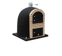 MOVELAR - Forno a legna per esterni di costruzione, modello Calderera BANDAMA (nero, 900 x 130 x 130 cm) isolato con sughero e 3 copertine in ceramica